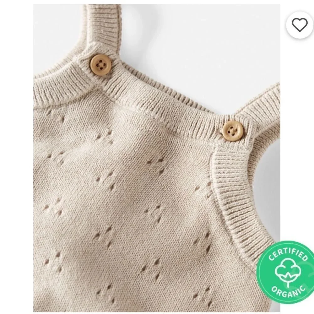 Carter's Organic Little Planet Baby Pointelle Cream Color Bubble Romper Size 18m